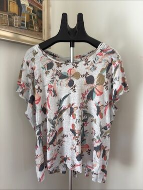 Rachel Zoe Shirt Womens 2X Linen Pink Floral Cowl Neck